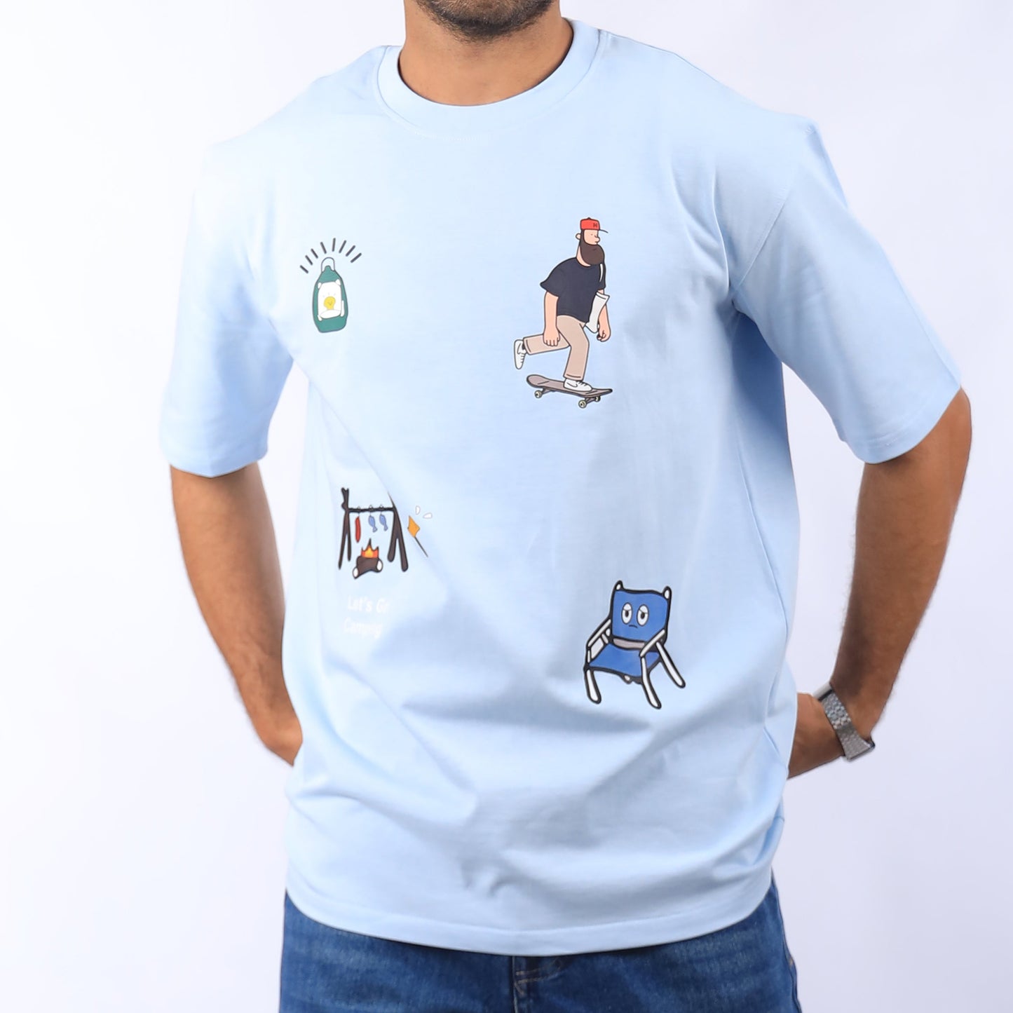 BABY BLUE DAZ - CAMP VIBES OVERSIZED TEE