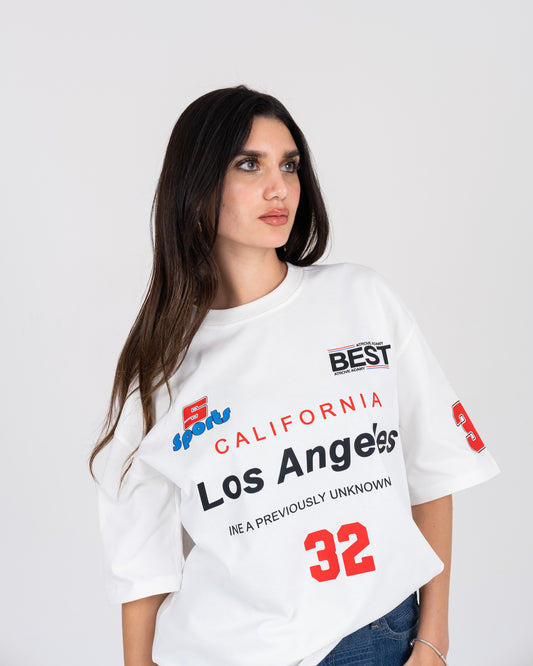 WHITE LA 32 STREET OVERSIZED TEE