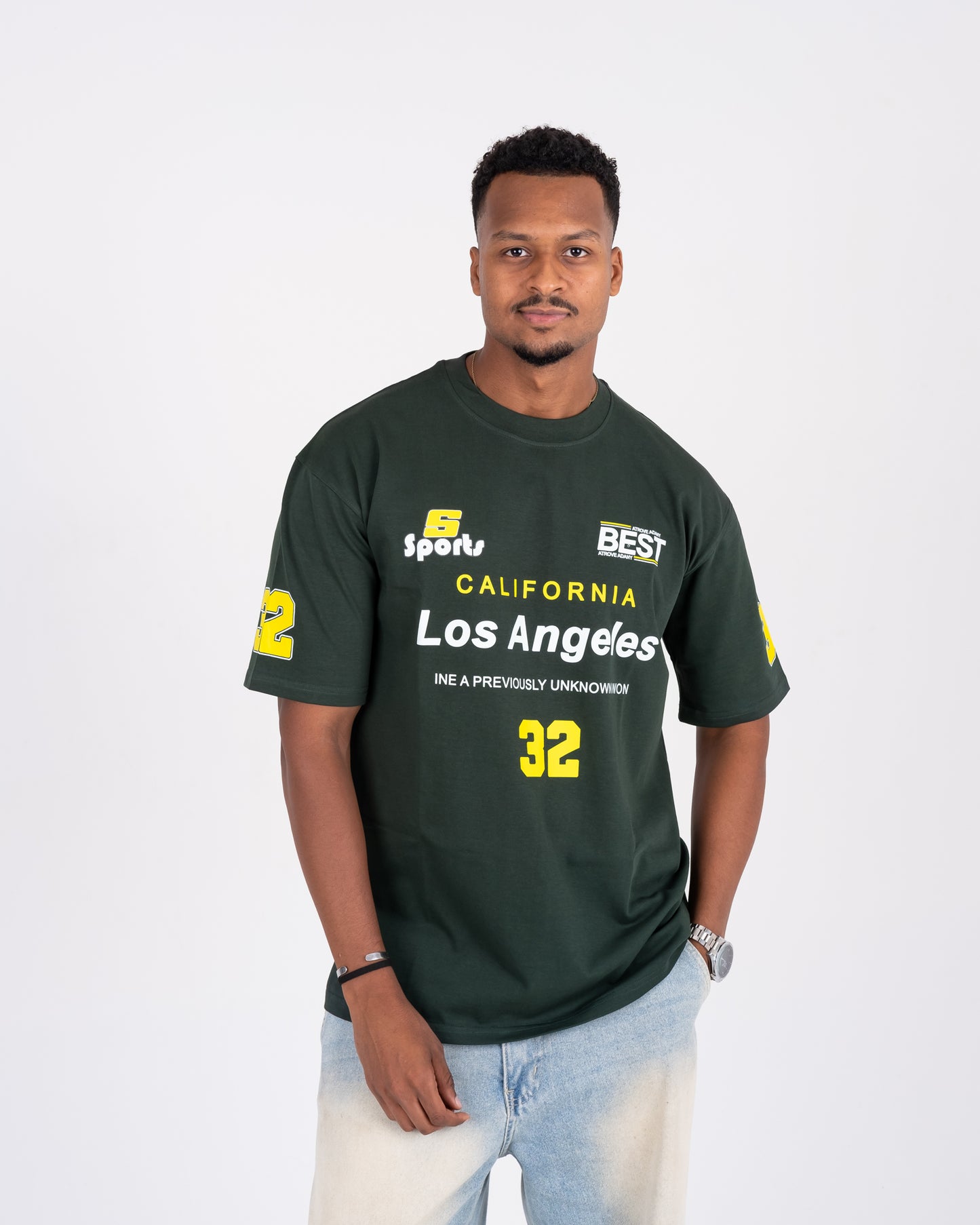 DARK OLIVE LA 32 STREET OVERSIZED TEE