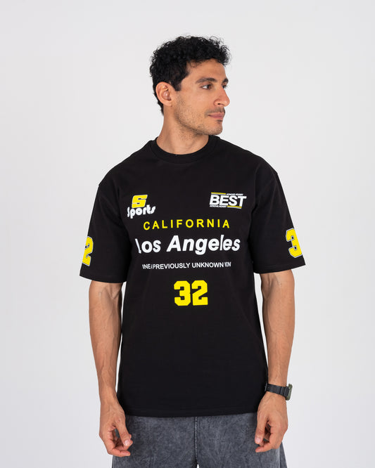 BLACK LA 32 STREET OVERSIZED TEE